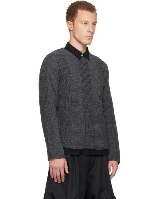 Comme des Garçons Black Wool Stripe Crewneck Sweater for men