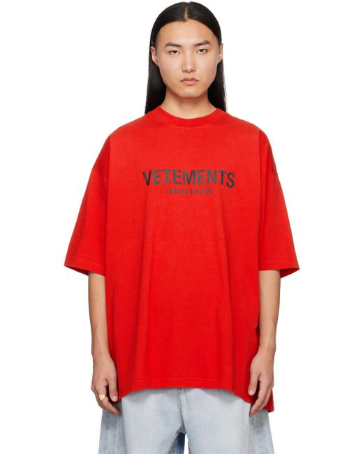 T shirt limited edition rouge Vetements pour homme en coloris Rouge Lyst