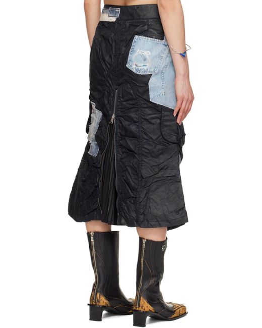 ANDERSSON BELL Black Coated Midi Skirt