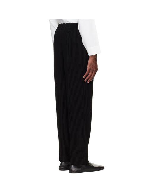 Homme Plissé Issey Miyake Black Tuxedo Pleats Trousers for men