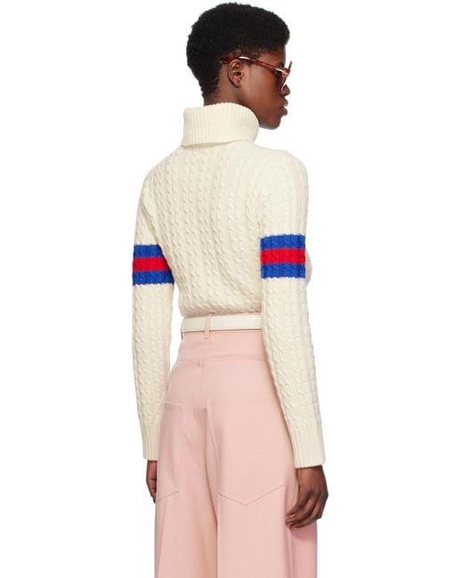 Gucci Black Off-white Cable Knit Turtleneck