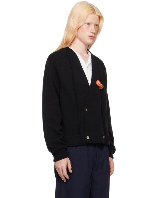 Bode Black Double-breasted Cardigan for men