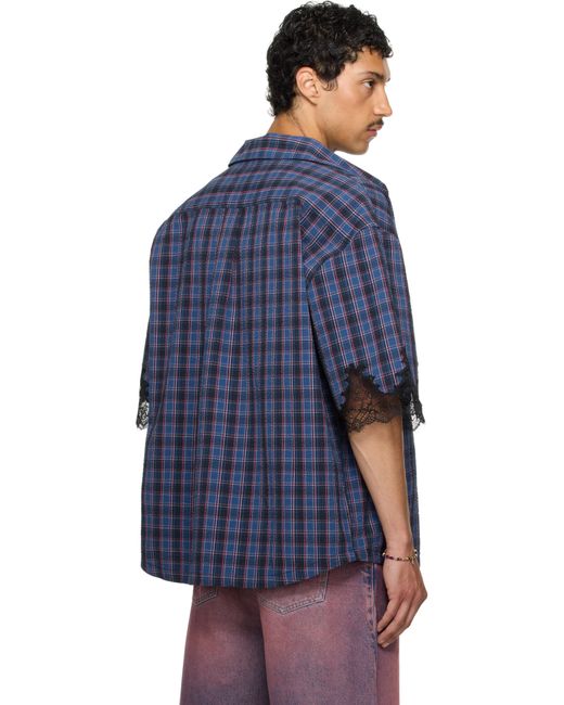 Surchemise Bleu Marine À Garnitures En Dentelle Exclusive À Ssense Martine Rose pour homme en coloris Blue