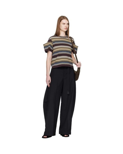Sacai Black Horizontal Stripe T-Shirt