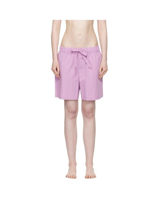 Tekla Pink Poplin Pyjama Shorts