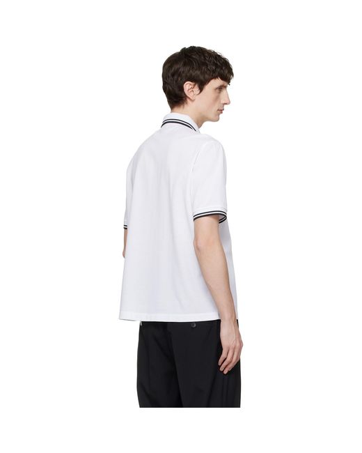 Fred Perry White Kris Van Assche Edition Pinstripe Short Sleeve Shirt for men
