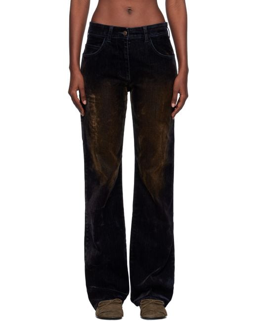 OPEN YY Women's Black Velvet Denim Trucker Jeans