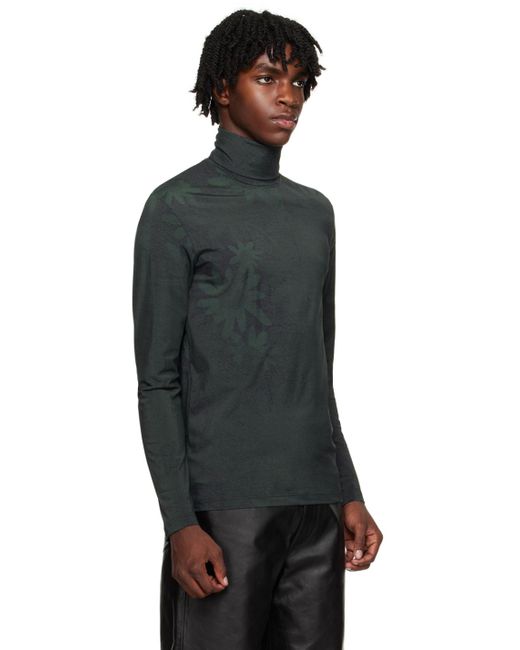 MM6 by Maison Martin Margiela Green Floral Turtleneck in Black for