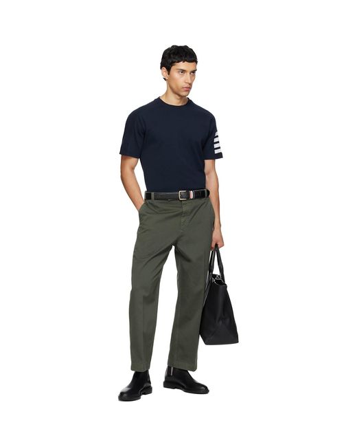 Thom Browne Black Milano Cotton-Bar T-Shirt for men