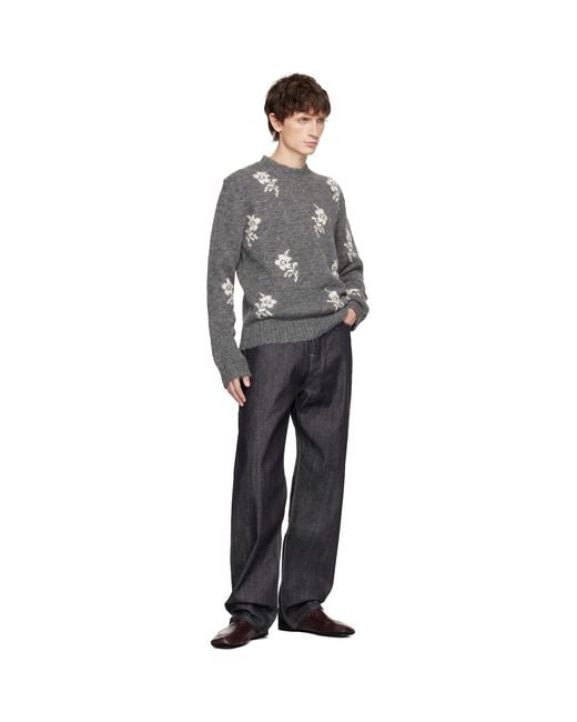 Jil Sander Black Wool Blend Crew-Neck Sweater for men