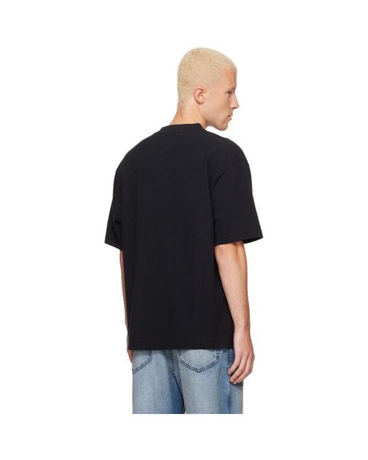 Acne Black Piqué Logo T-Shirt for men