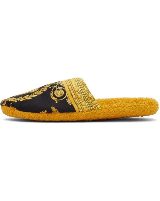 Versace Black 'I Heart Baroque' Slippers