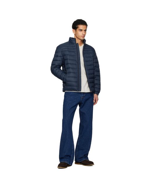 Boss Blue Water-Repellent Mixed Quilting Jacket for men