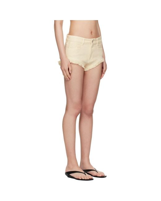 The Attico Natural Off- Fringed Denim Shorts