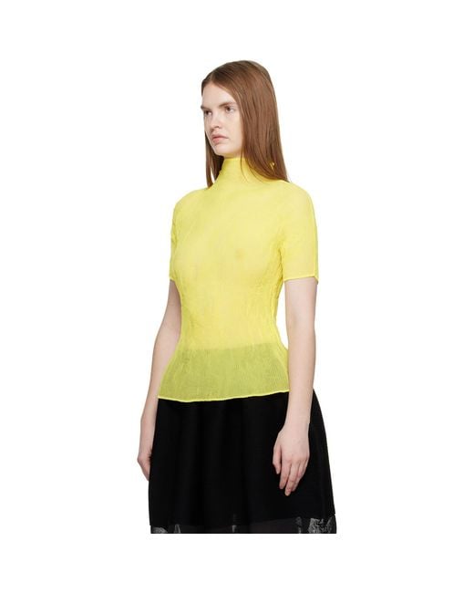 Issey Miyake Yellow Chiffon Twist 3 Top