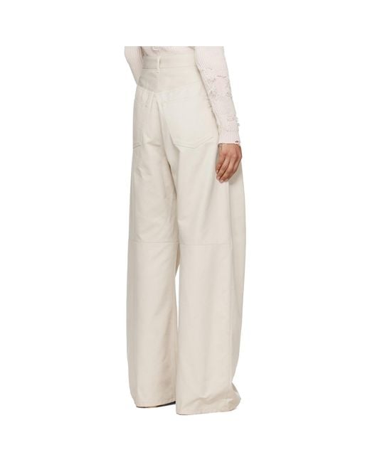 MM6 by Maison Margiela White Wide Leg Twill Trousers