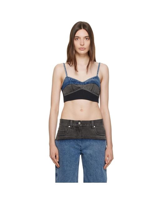 3.1 Phillip Lim Black Blue & Gray Paneled Denim Tank Top