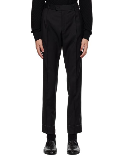 Brioni Black Pleated Trousers for men