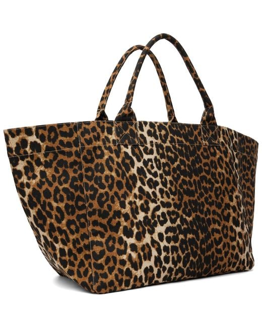 Ganni Brown Leopard Xxl Tote