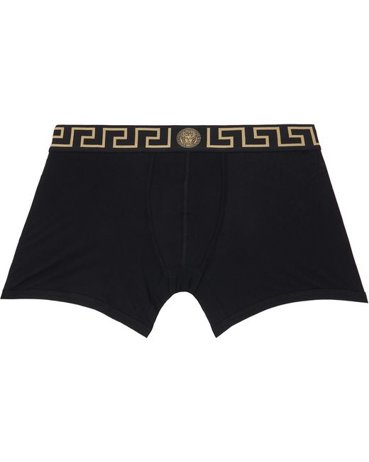 Versace Black Two-Pack Greca Border Long Boxer Briefs for men