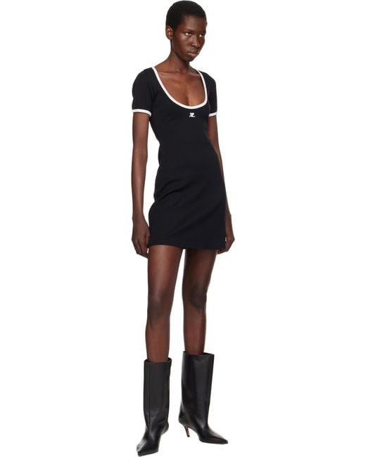 Courreges ブラック Holistic コントラスト ミニワンピース Black