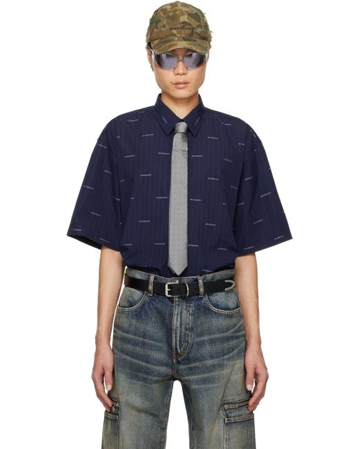 Givenchy Blue Navy Striped Shirt for men