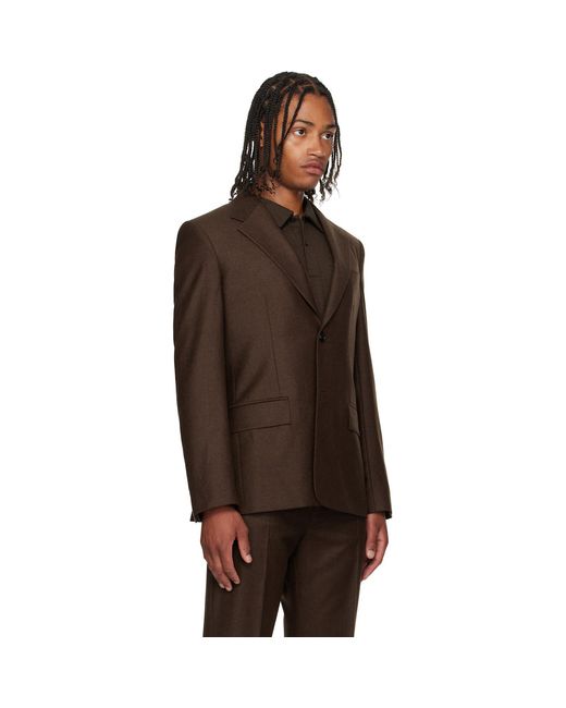Ferragamo Black Single Breasted Flannel Blazer for men