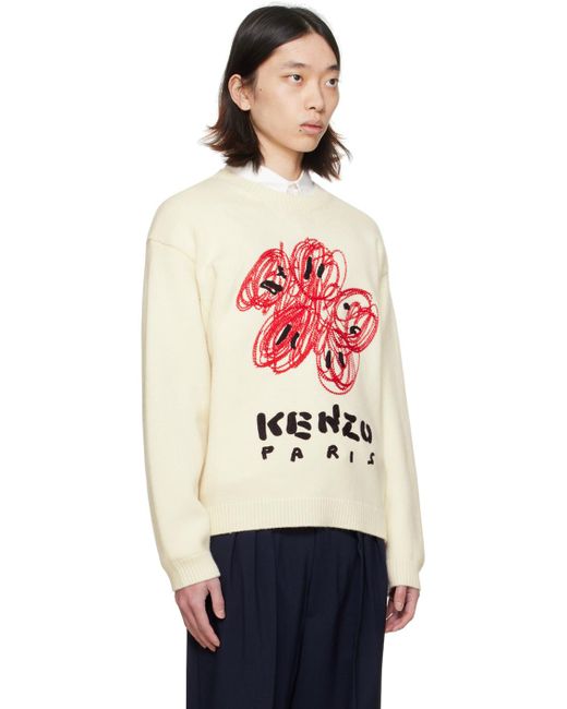 KENZO Black Off-white Paris Drawn Sweater for men