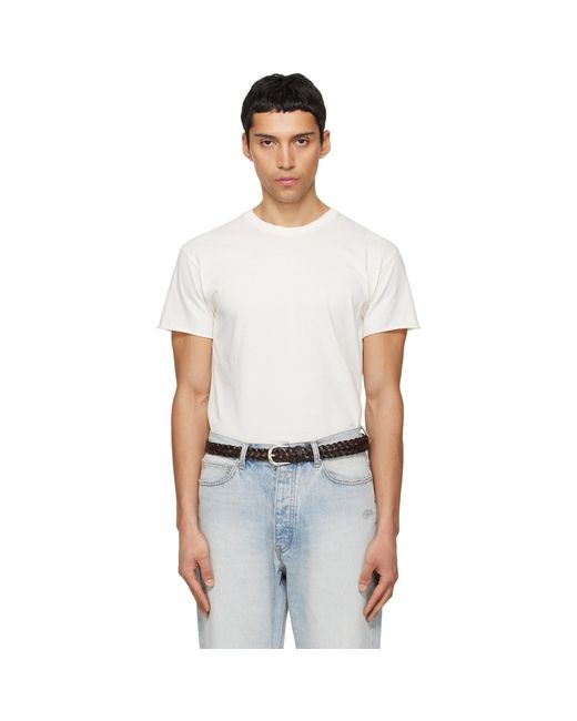 TONYWACK White Off- Garment Dyed Raw Edge T-Shirt for men