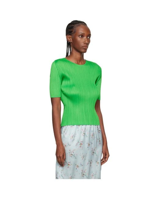Pleats Please Issey Miyake Green Monthly Colors April T-Shirt