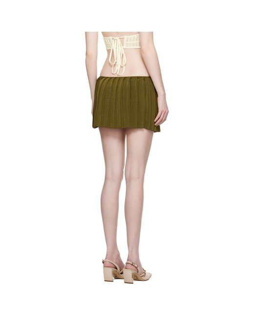 Isa Boulder Green Pleated Reversible Miniskirt