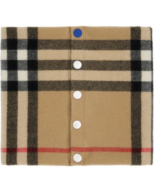 Burberry Green Beige Check Cashmere Snood for men