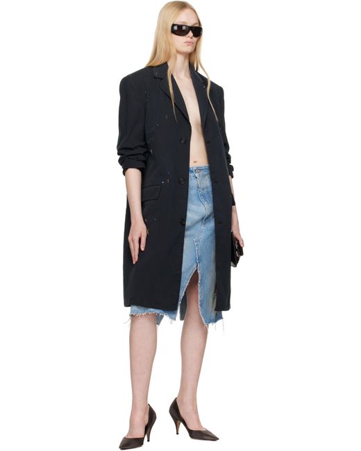 MM6 by Maison Martin Margiela ブラック コットンギャバジン トレンチコート Black
