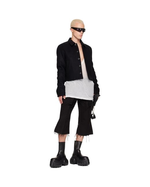Rick Owens Black Tower Bolan Cutoff Cargo Pants for men