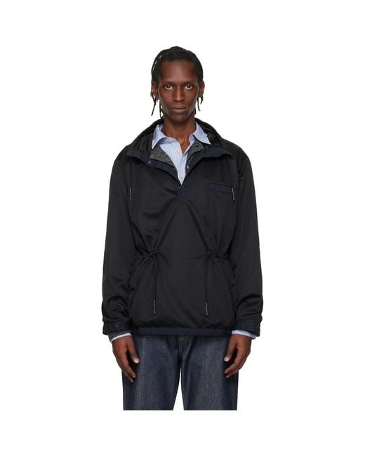 Toga Virilis Black Jersey Pullover Jacket for men