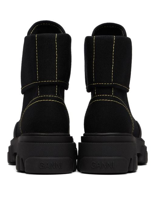 Ganni Black Canvas Trail Boots
