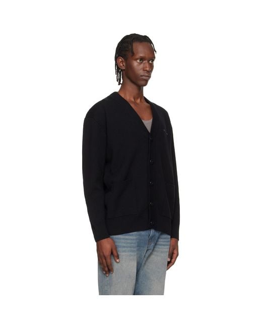 MARINE SERRE Black Merino Wool Knit Maxi Cardigan for men