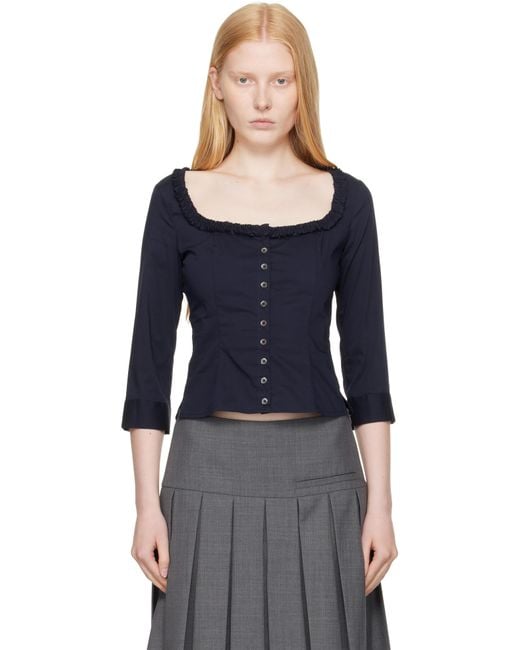 Sandy Liang Black Simona Blouse
