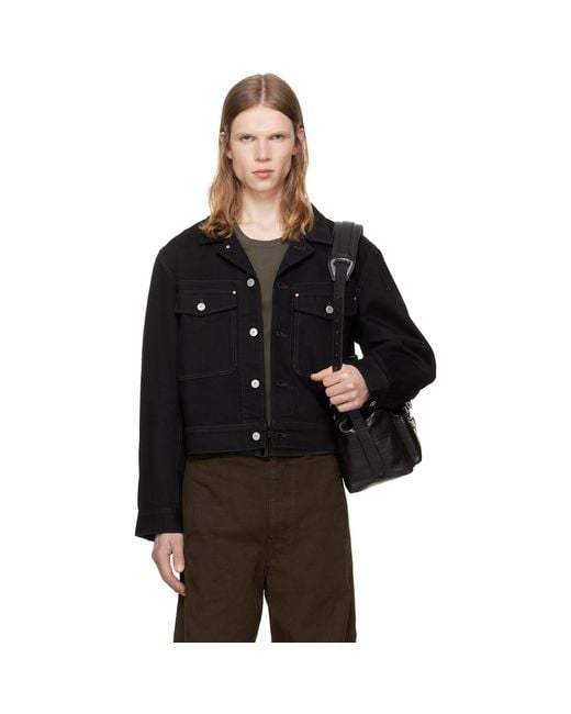 Lemaire Black Denim Trucker Jacket for men