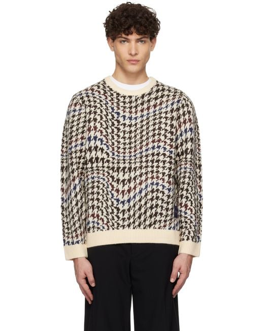 Dime Black Off- Houndstooth Knit Sweater for men