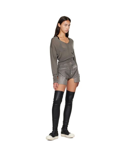 Rick Owens Gray Tower Dirt Cutoff Denim Shorts