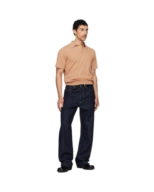 Paul Smith Blue Tan Short Sleeve Polo for men