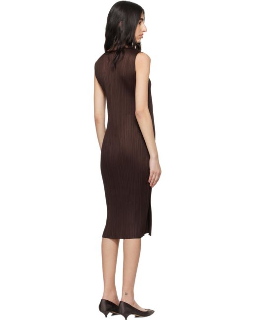 Robe Midi Monthly Colors March Brune Pleats Please Issey Miyake en coloris Black