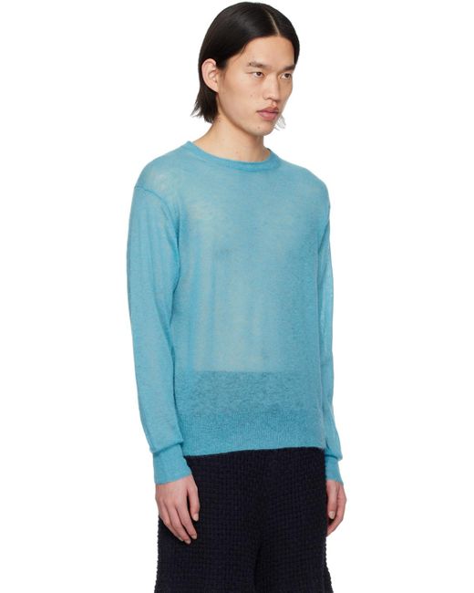 Auralee Blue Semi-Sheer Sweater for men