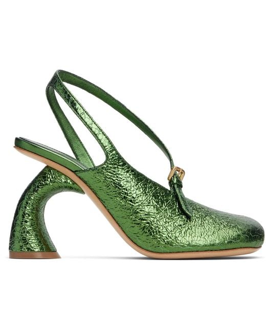 Dries Van Noten Green Cutout Heels
