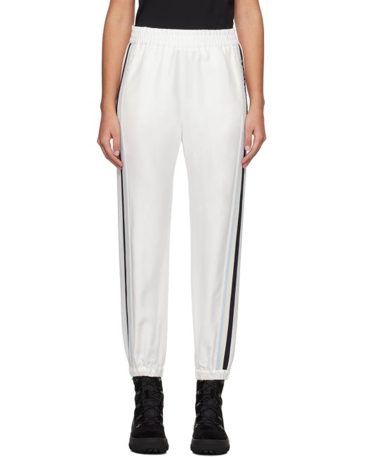 Pantalon de détente blanc à garnitures à rayures Moncler en coloris White