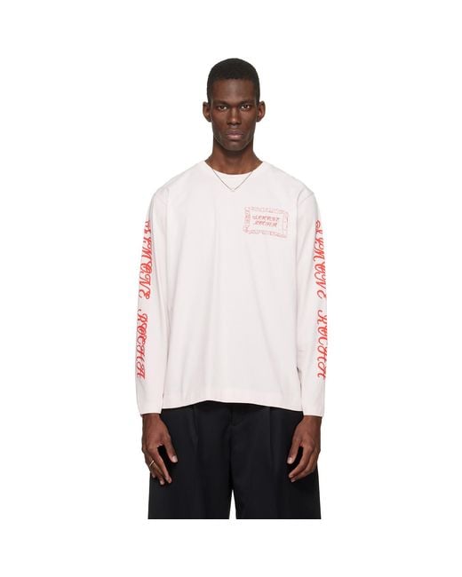 Simone Rocha Pink Pillowcase Logo Print Long Sleeve T-Shirt for men
