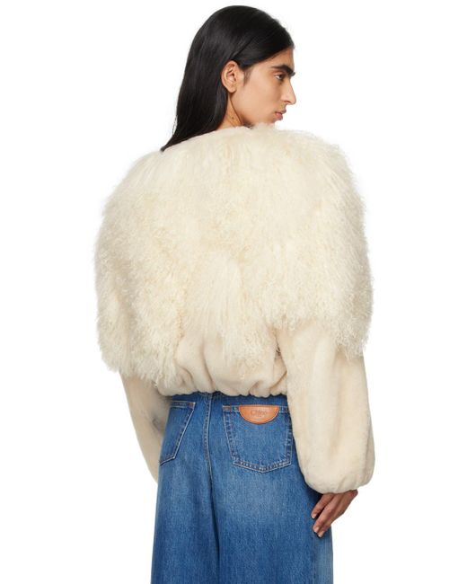 Chloé Blue Cropped Lambskin Shearling Jacket