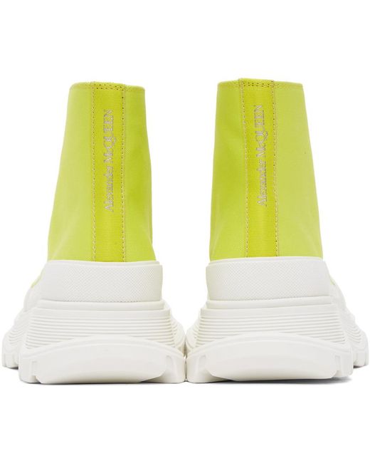 Alexander McQueen Yellow Green Tread Slick High Sneakers
