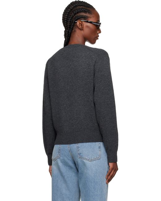 DUNST グレー カシミヤ Vネックセーター Black
